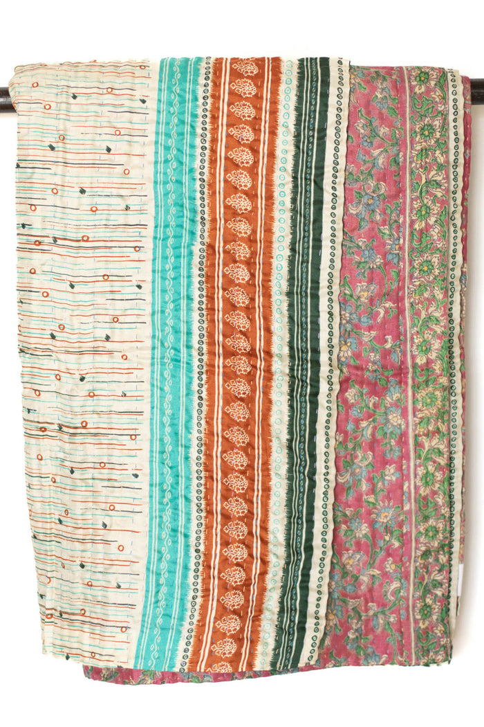 Kantha Silk Throw Blanket