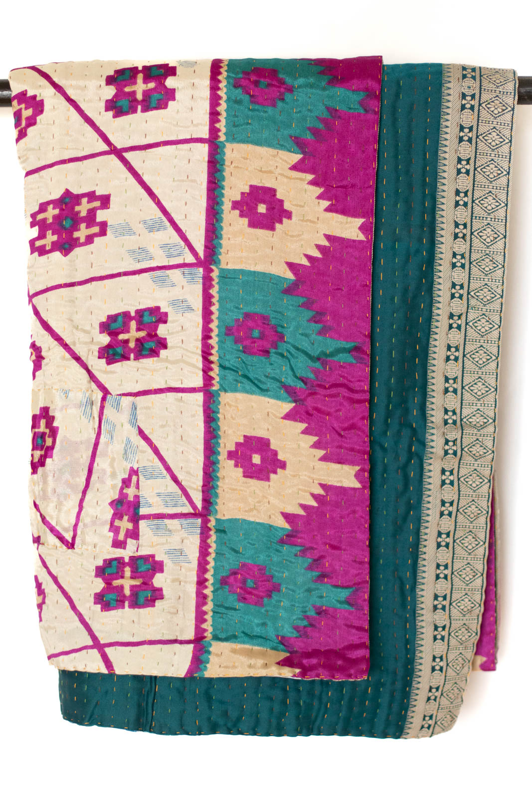 Kantha Silk Throw Blanket