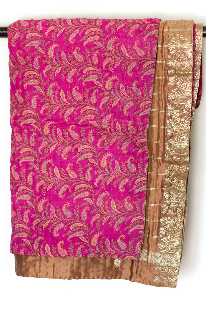 Kantha Silk Throw Blanket