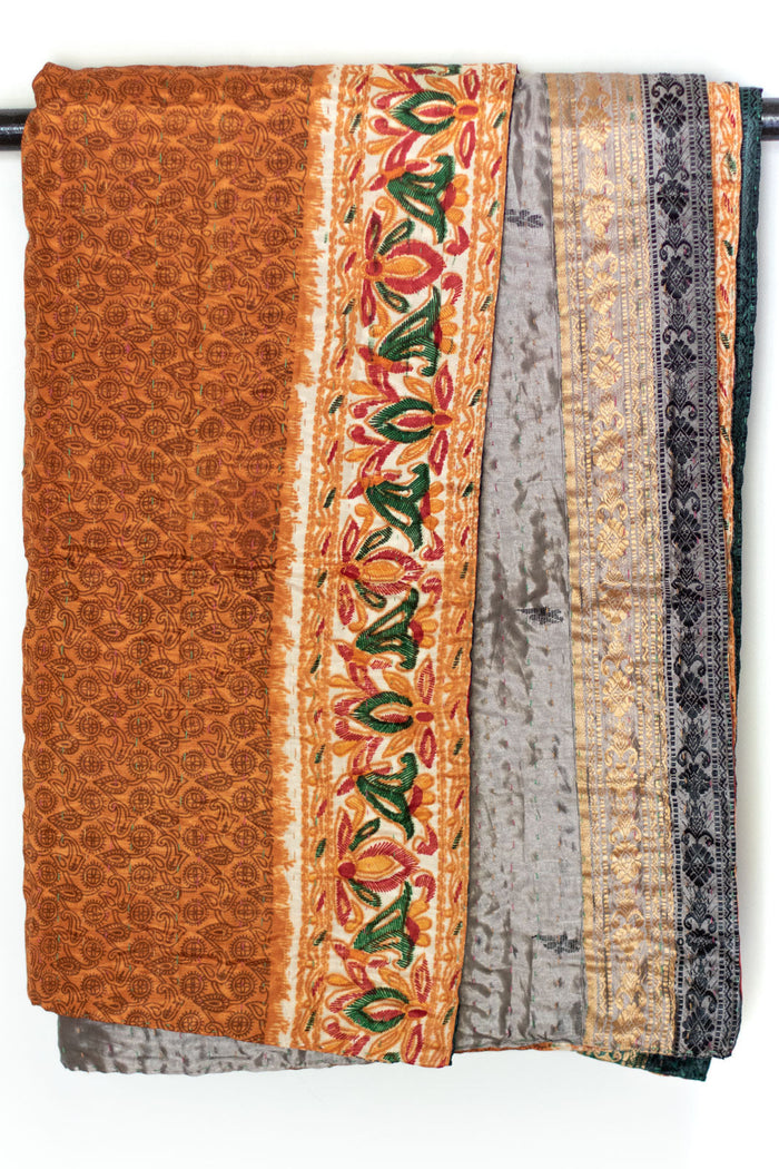 Kantha Silk Throw Blanket