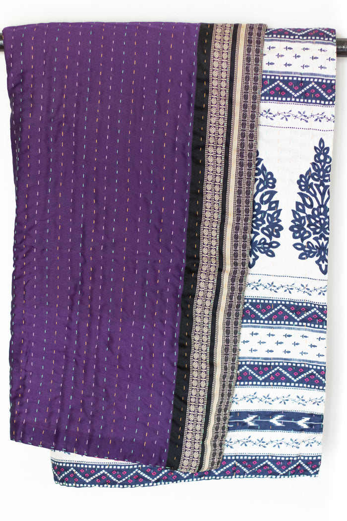Kantha Silk Throw Blanket
