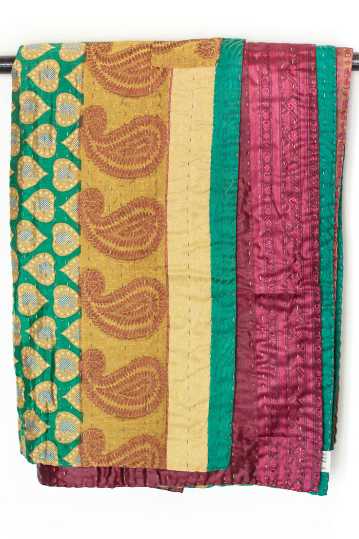 Kantha Silk Throw Blanket