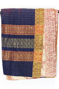 Kantha Silk Throw Blanket