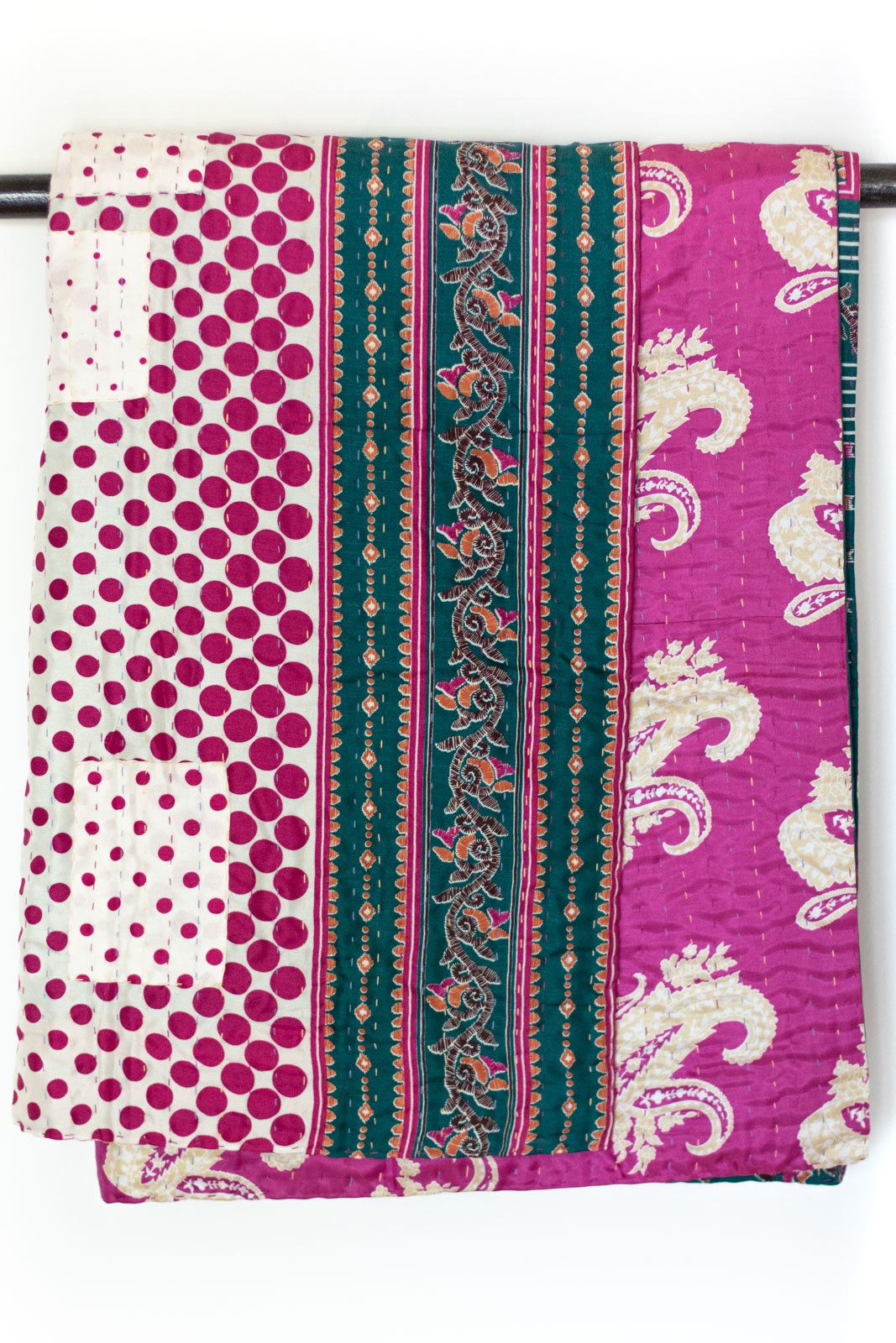 Kantha Silk Throw Blanket
