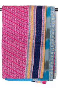 Kantha Silk Throw Blanket
