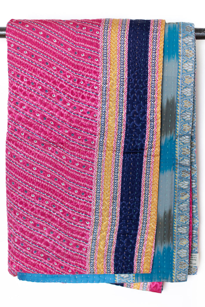 Kantha Silk Throw Blanket