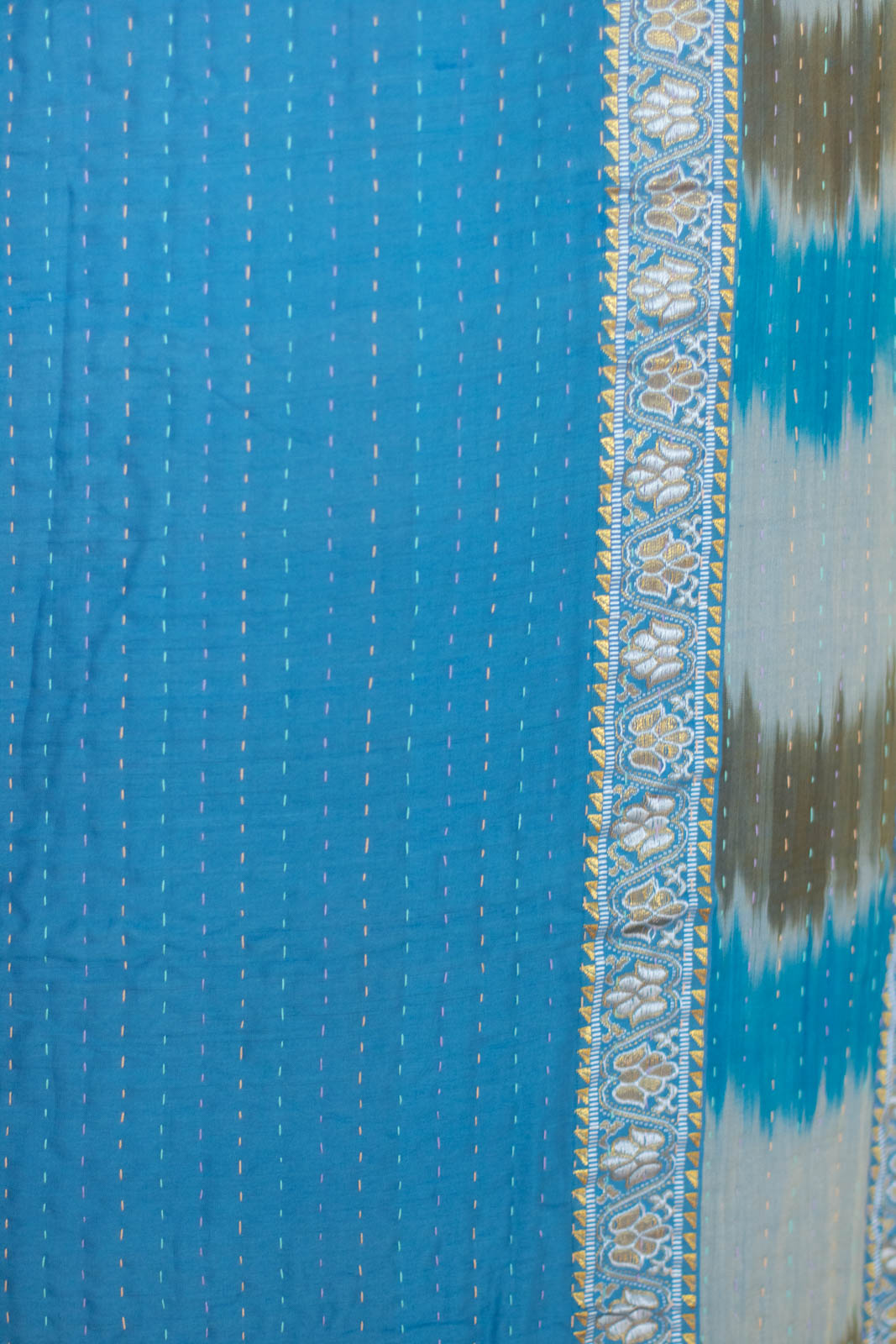 Vibrant Silk Blend Kantha Throw