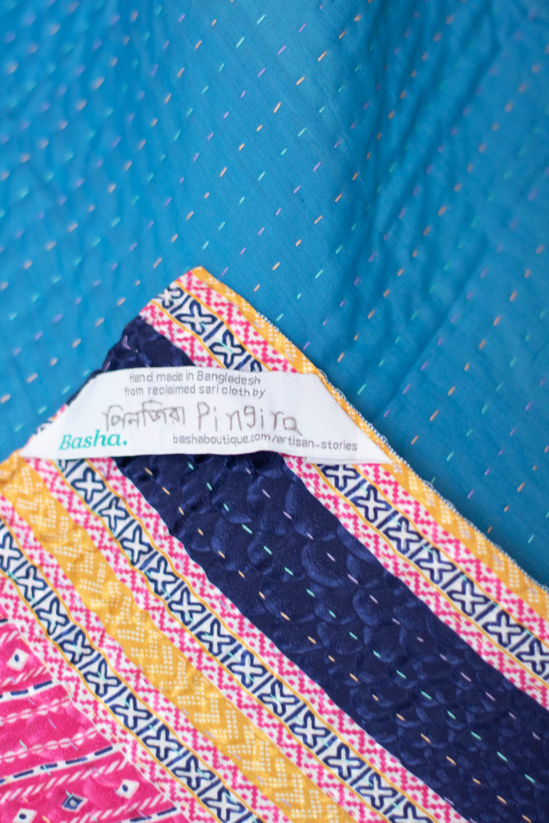 Vibrant Silk Blend Kantha Throw