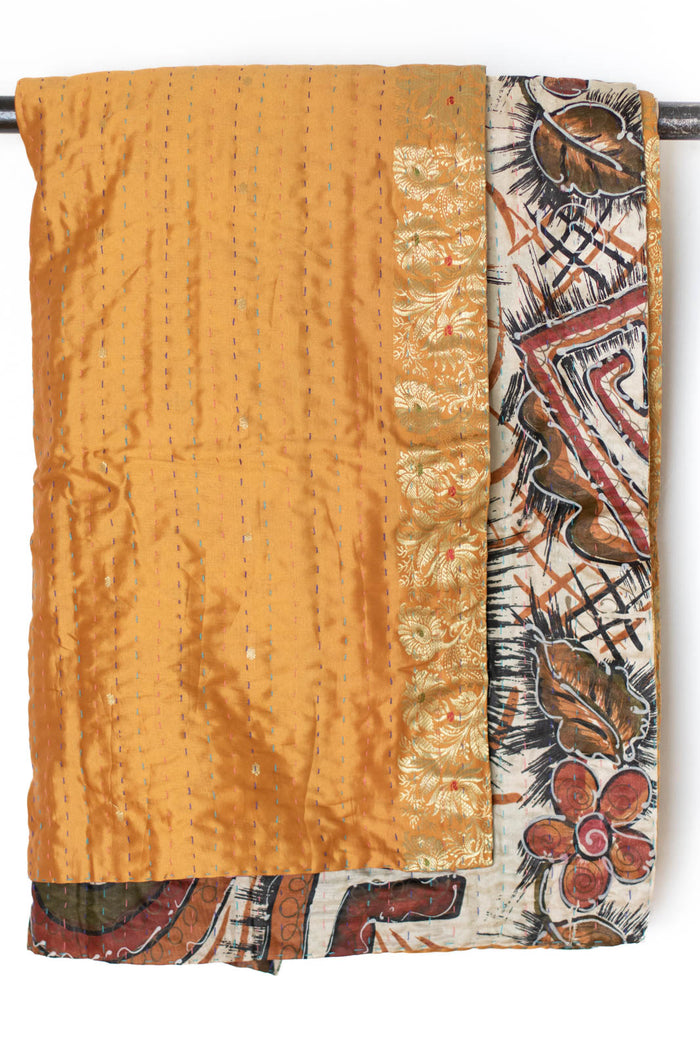 Kantha Silk Throw Blanket