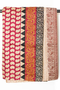 Kantha Silk Throw Blanket