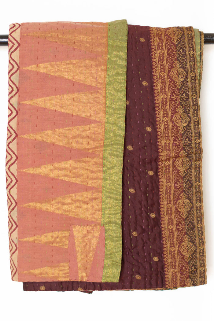 Kantha Silk Throw Blanket