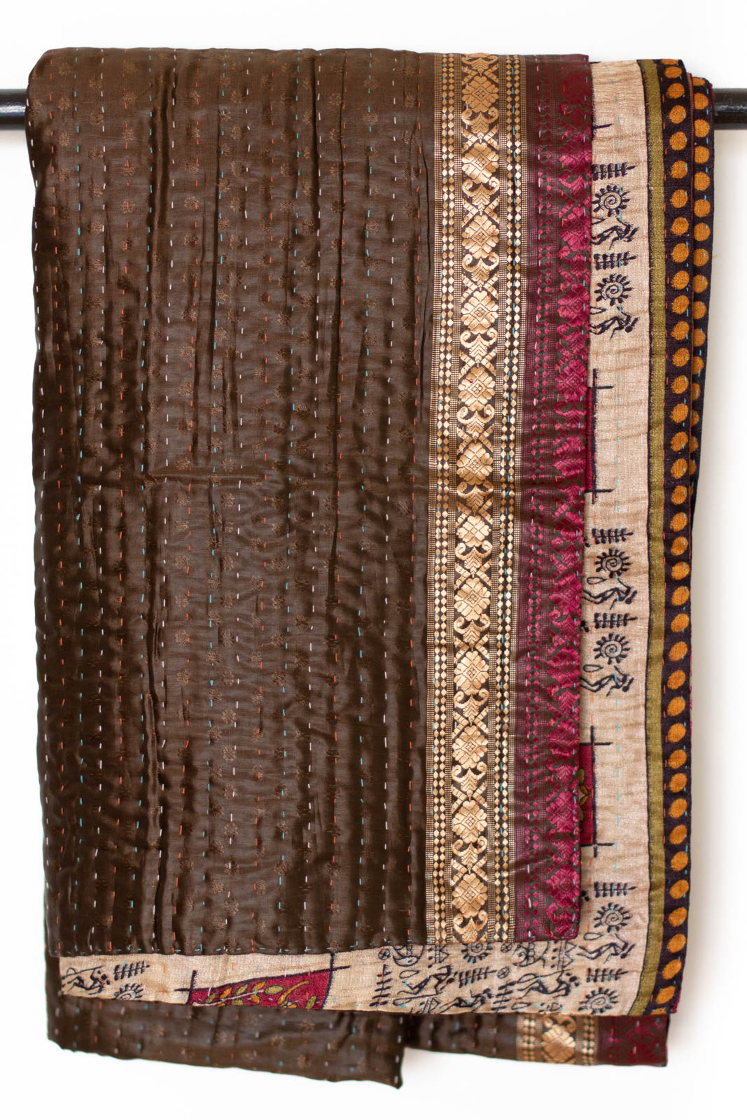 Kantha Silk Throw Blanket