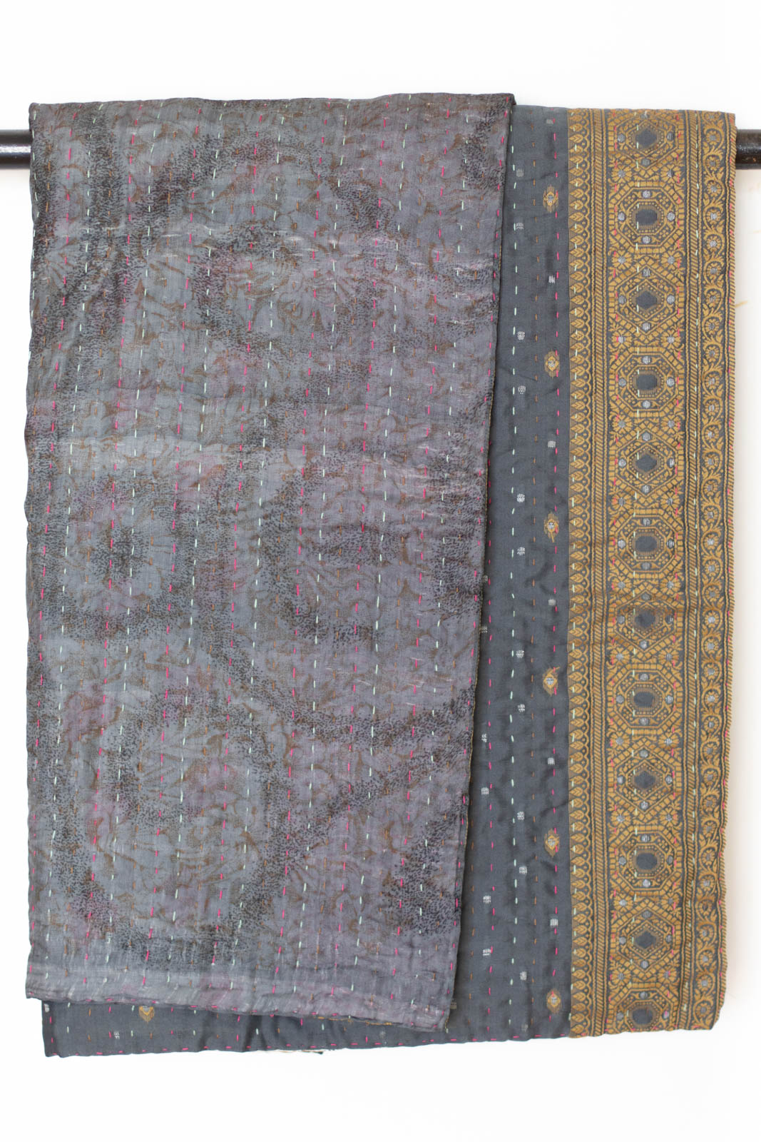 Kantha Silk Throw Blanket