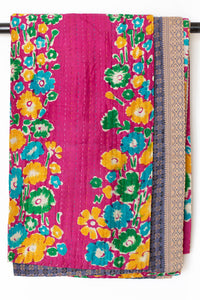 Kantha Silk Throw Blanket