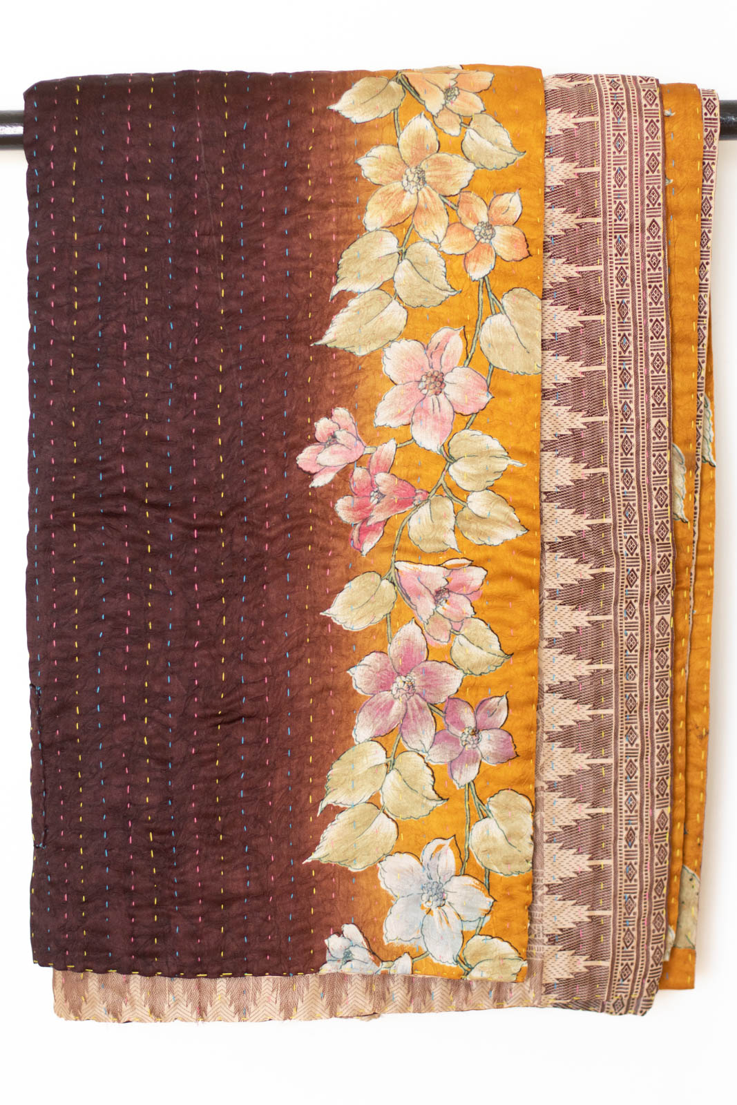 Kantha Silk Throw Blanket