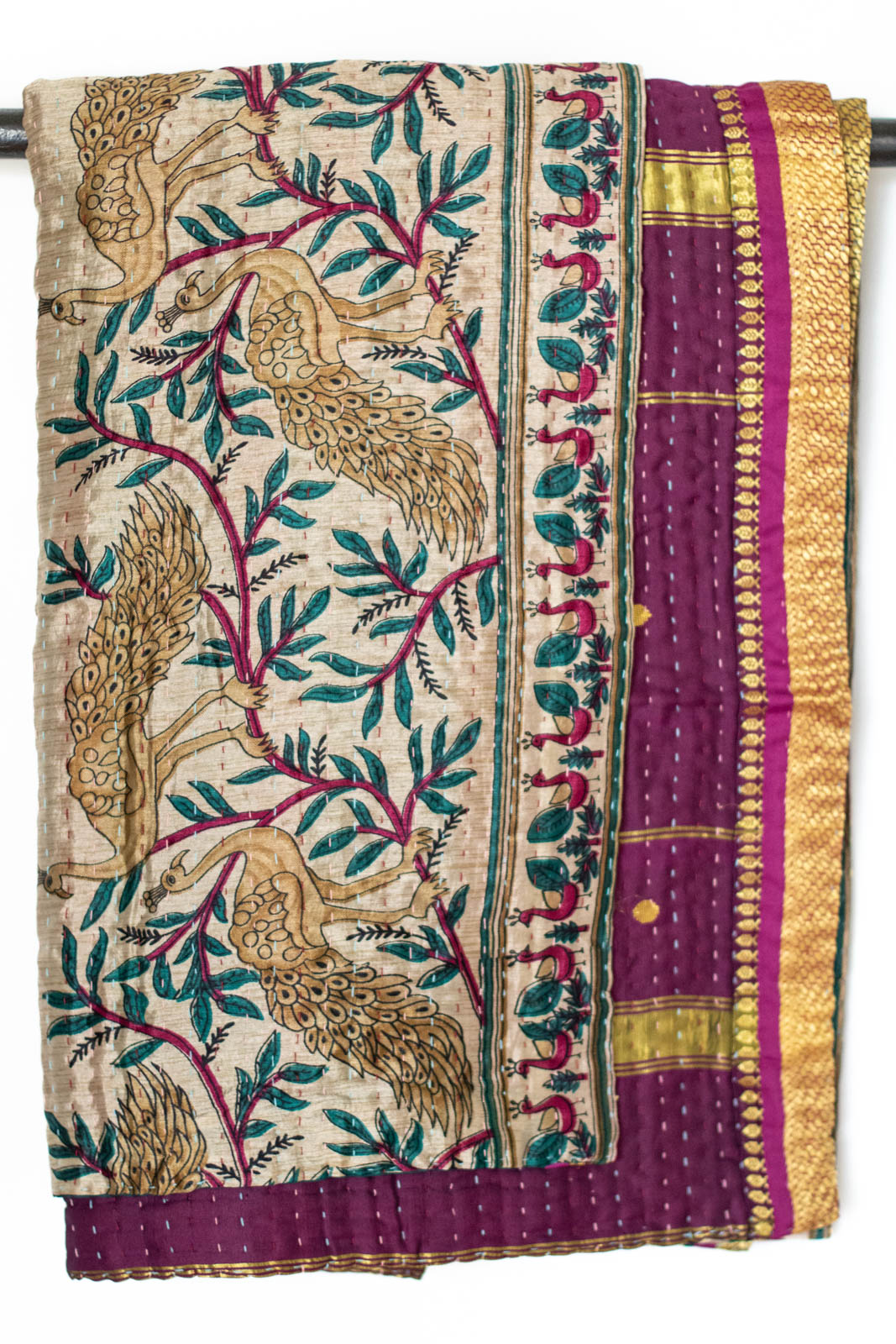 Kantha Silk Throw Blanket