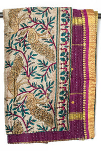 Kantha Silk Throw Blanket