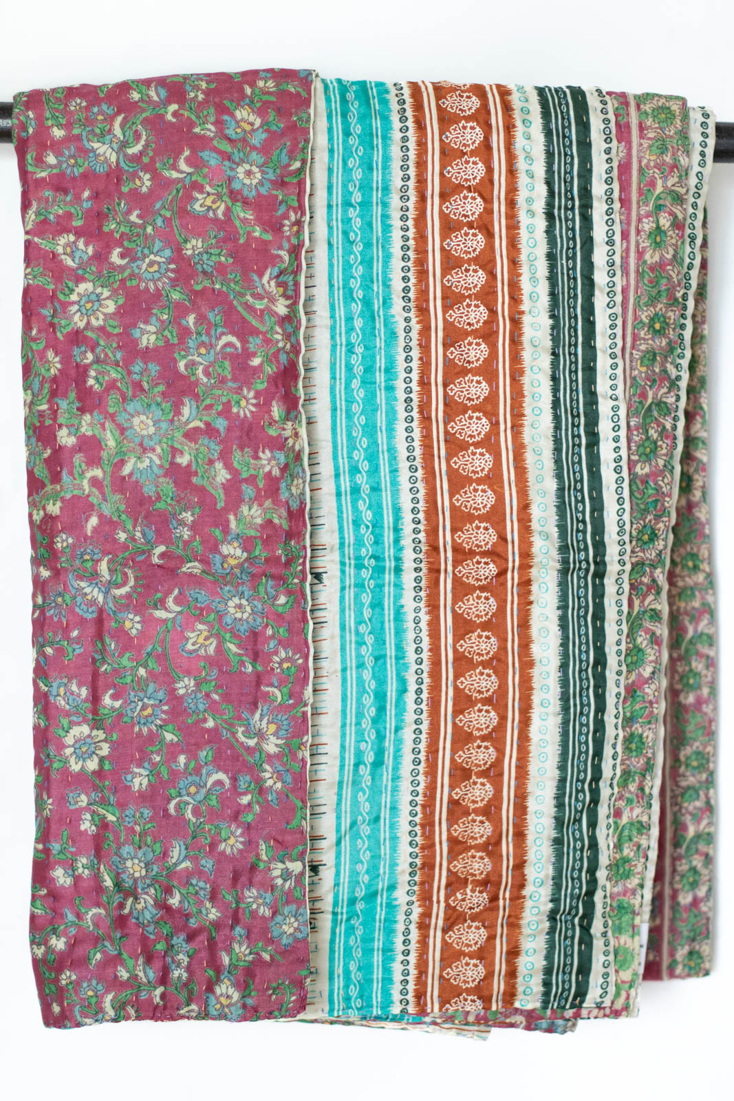 Kantha Silk Throw Blanket