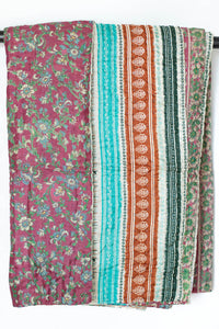 Kantha Silk Throw Blanket