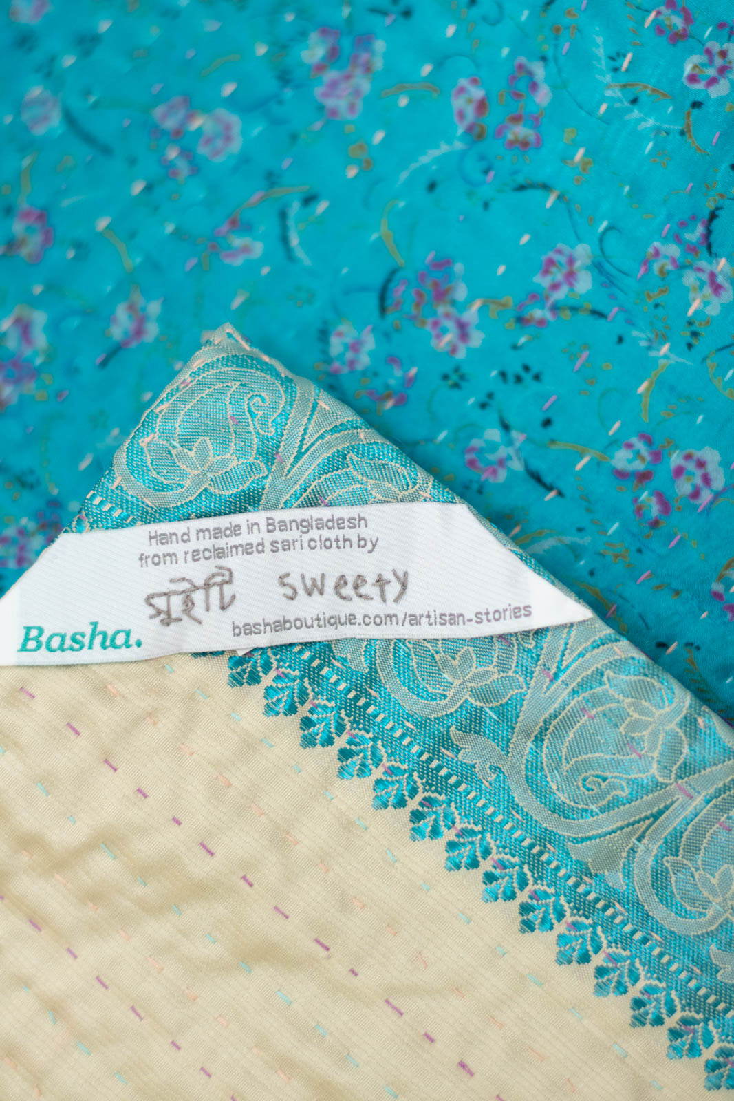 Lavish Silk Blend Kantha Throw