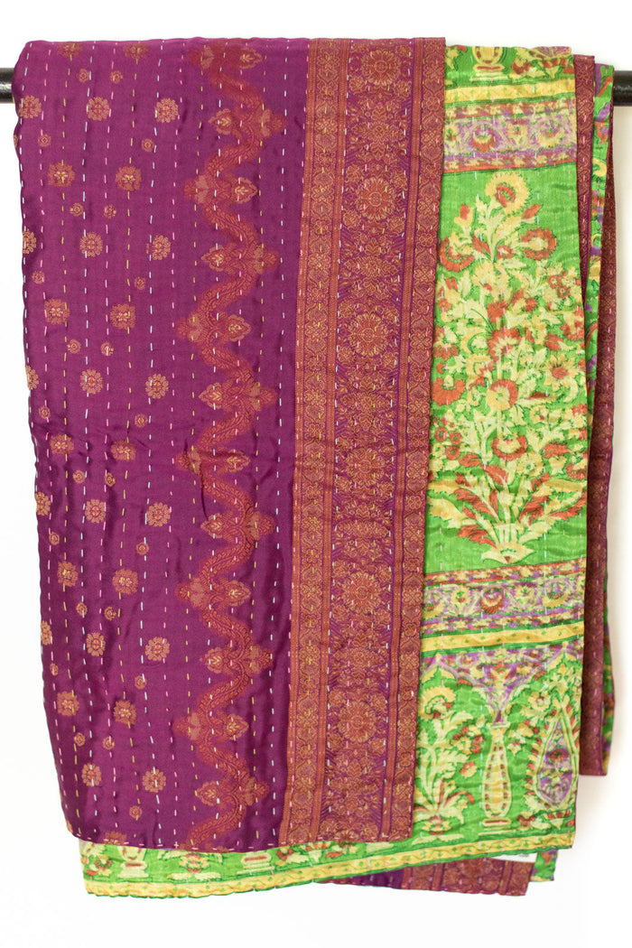 Kantha Silk Throw Blanket